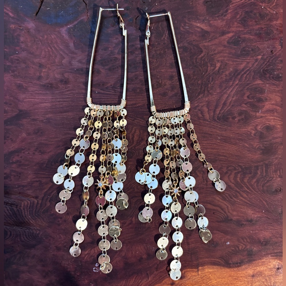 Anthropologie Waterfall Hoop Dangle Earrings - Gold tone